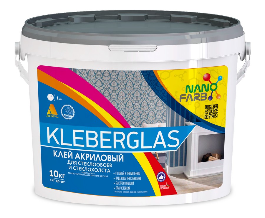 KLEBERGLAS Nanofarb 10,0 кг. клей акриловый для стеклообоев и стеклохолста